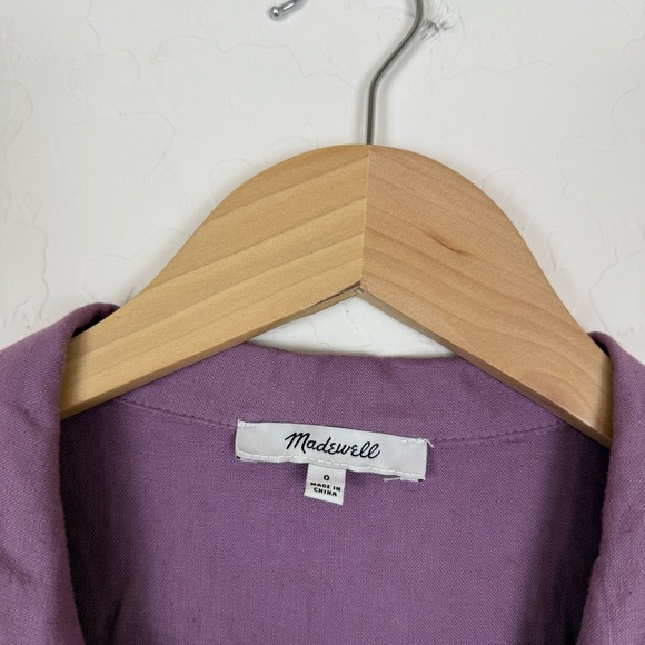 Madewell Kacie Mini Shirtdress Linen Blend Pearl Buttons in Antique Purple - Picture 7 of 11